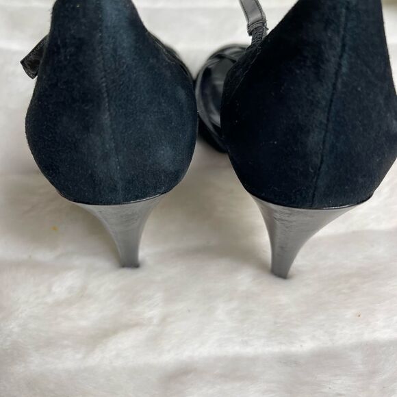 White House Black Market faux suede and patent heels open toe size 9.5 - Picture 3 of 7